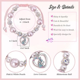 Girls Bracelets Girls Birthday Gifts Unicorn Beaded Bracelet Gift for 3-10 Year Old Girl Kids Bracelet for Girls Daughter Granddaughter Niece Necklace To my girl