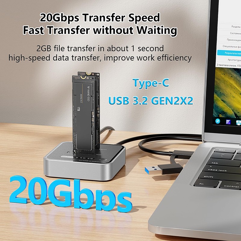 MiliPow Dual-Bay M.2 NVMe SSD Enclosure, Offline Clone SSD Duplicator,