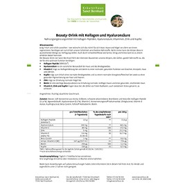 Kr?uterhaus Sanct Bernhard Sanct Bernhard Beauty Drink mit Kollagen-Peptiden (VERISOL?), Hyalurons?ure, Vitaminen, Zink, Kupfer, Inhalt 15x 20ml