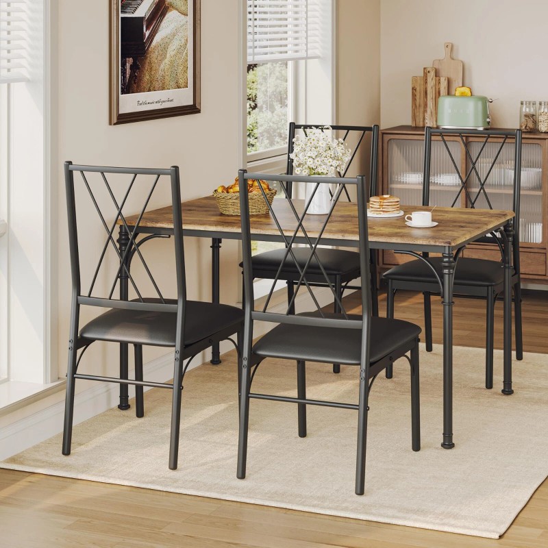 Jojoka Dining Set Table with Upholstered Chairs for 4, Small