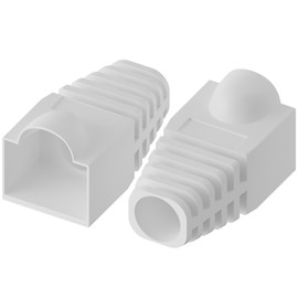 CableGeeker 100-Pack Cat6 / Cat5e RJ45 Strain Relief Boots, RJ45 Boot, Cat 6 Boot, Cat6 Ethernet Boots, Suitable for 6.5mm(0.26in) Ethernet Cables (Round-Press White)
