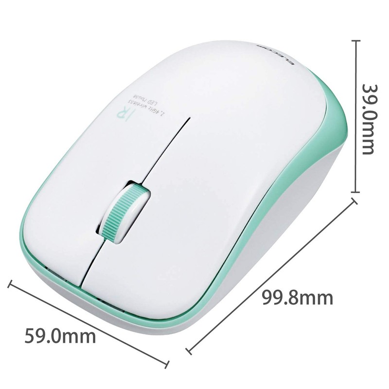 Elecom M-IR07DRGN Wireless Mouse, Includes Receiver, Size M, 3 Buttons,