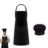 XUTONG Chef Aprons and Chef Apron Hat, Black Apron for