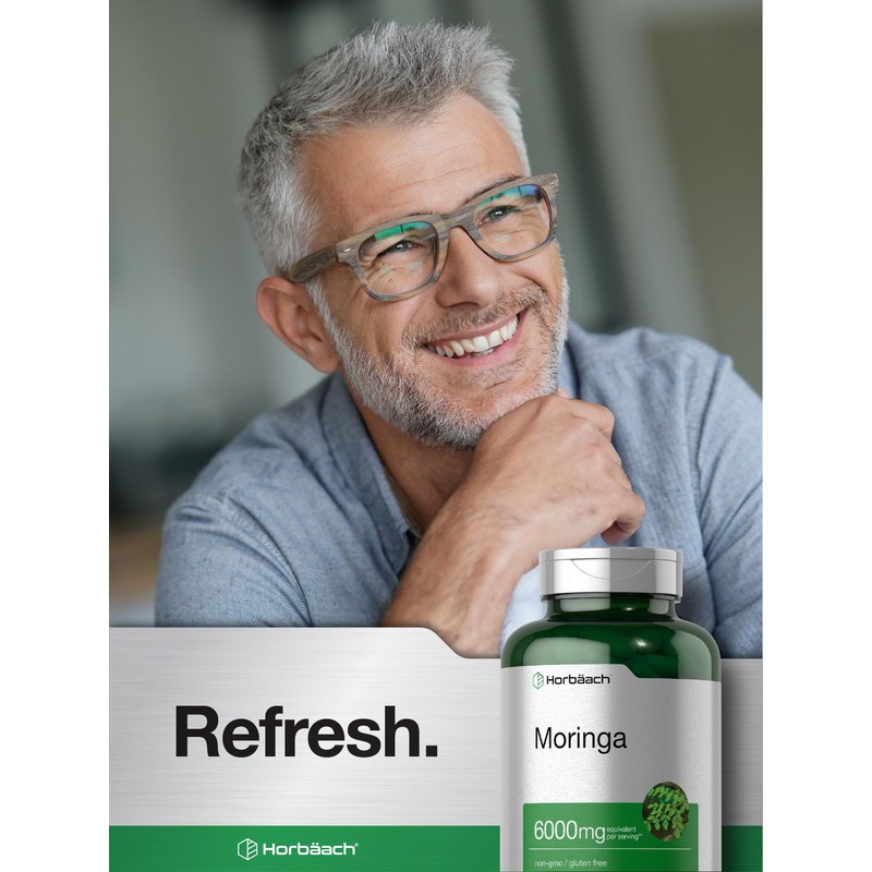 Horbäach Moringa Oleifera | 6000mg | 300 Powder Capsules |