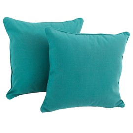 Blazing Needles Solid Twill Double-Corded Square Throw Pillows with Inserts (Set of 2), 18", Tangerine Dream
