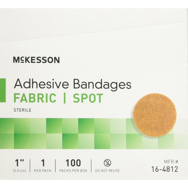 MCKESSON Adhesive Spot Bandage Medi-Pak Performance Fabric 1" Diameter Round Tan (#16-4812, Sold Per Box)
