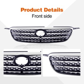 Perfit Liner Front Grille Grill Chrome Molding With Gray Insert Compatible With 2005-2008 Toyota Corolla TO1200278 5310002090
