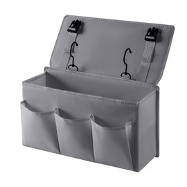 LASAMOLL Bedside Caddy Bedside Storage Organizer,Bed Caddy With Thickened Material Suitable for Homes, Dormitories, Hospitals, Cribs, RVs，Great for Magazines,Books,Remote, Phone (Grey)