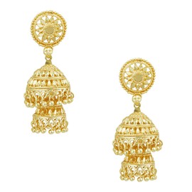 BodhaGold Plated Double Layered Chandelier Jhumkas for Women (SJ_1127)