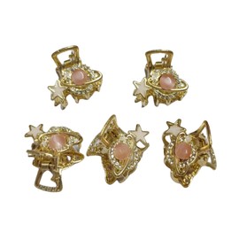 KANXINR 5 Pcs Cute Pink Planet Small Hair Clip Bangs Clip Side Claw Clips Girl Star Hair Catching Trumpet