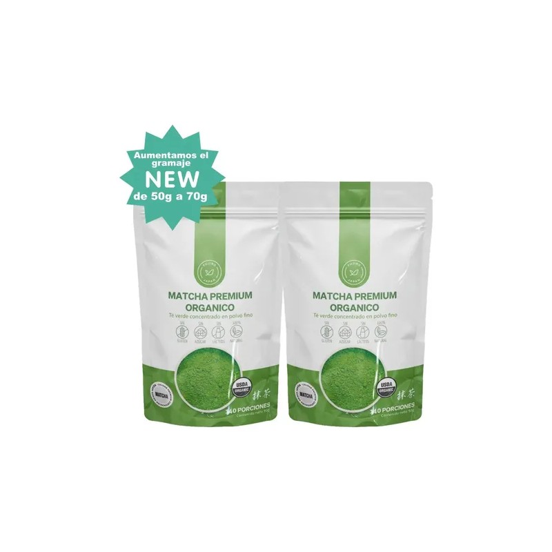 Té Matcha Japonés Premium Orgánico 2 Bolsas (70g C/u)