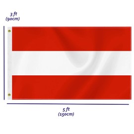 3×5 FT Austria Flag, Large 75D Austrian National Outdoor Banner,Decor For Patio Garden With Brass Gromment