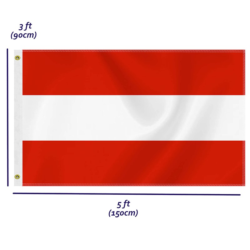 3×5 FT Austria Flag, Large 75D Austrian National Outdoor Banner,Decor