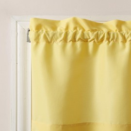No. 918 Martine Microfiber Semi-Sheer Rod Pocket Kitchen Curtain Valance and Tiers Set, 54" x 24", Yellow
