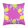 Yellow Lemon Bright Pink Background Wreath Throw Pillow