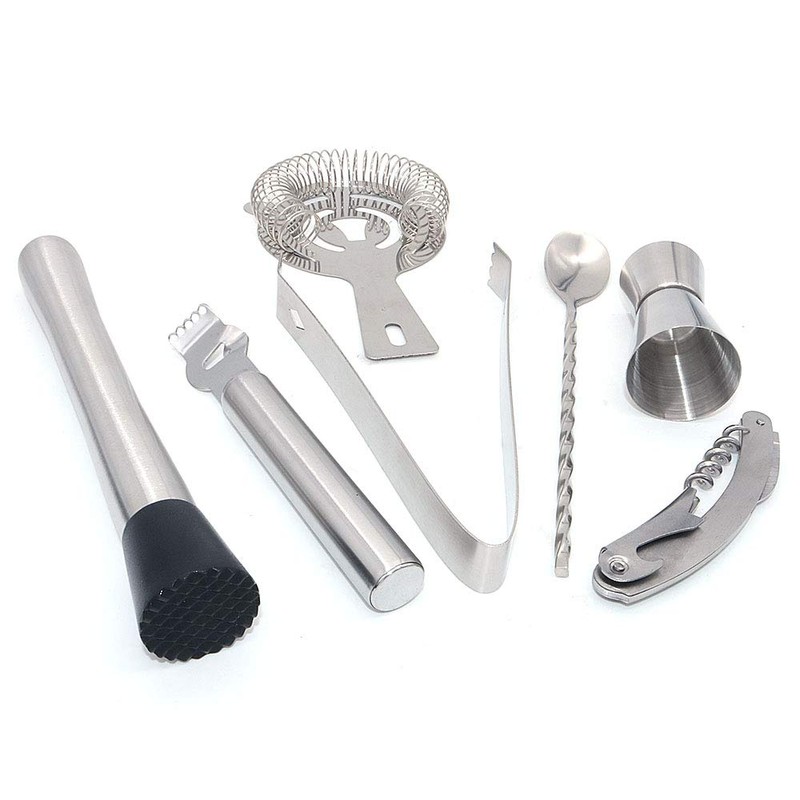 DollaTek 7Pcs Stainless Steel Cocktail Bartender Bar Set Kit Cocktail