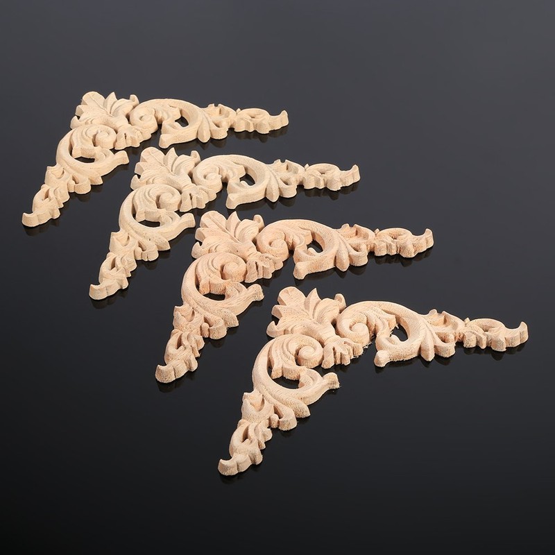 Zerodis 4 stücke Holz Geschnitzte Möbel Appliques Ecke Onlay Applique