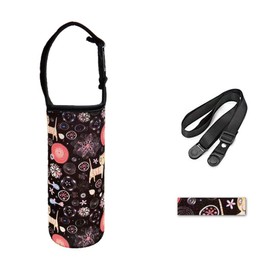 (Flowers and cats) Water Bottle Cover, Water Bottle Case, Water Bottle Holder, Plastic Bottle Holder, Plastic Bottle Cover. 16.9 fl-oz (500 ml). Shoulder Bottle, Bottle Cover, Shoulder Bag, Kids, Adults, Plastic Bottle Case, 16.9 fl-oz (500 ml), 20.3 fl-