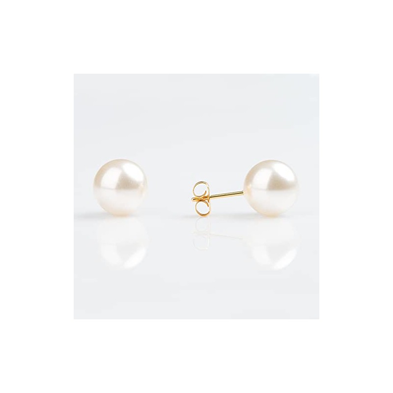 Studex Sensitive Large 8mm White Faux Pearl Gold Plated Stud
