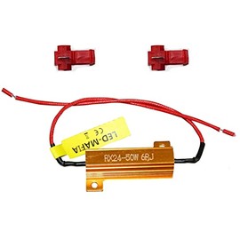 1 Resistor Resistors 50 Watt 6 Ohm / 25 Watt 10 Ohm for H1 H3 H7 H8 H11 HB4 LED Resistors Cable Mini Indicator Kellermann Resistance (50 Watt - 6 Ohm)