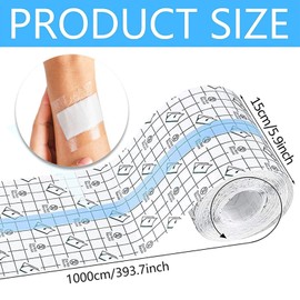 TECHEEL Waterproof Transparent Bandage 15 cm x 10 m Shower Plaster Roll Waterproof Plaster Shower Plaster Shower Plaster Waterproof for Shower Plasters, Anti-Allergic, Sports, Showers