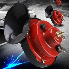 EOHMAK Train Horns Car Horn Car Air Electric Snail Horn 300DB Super Loud Air Horn Waterproof Automotive Accessories Universal for Car Truck Motorcycle Boat (Red, 12V, 1 Pack)