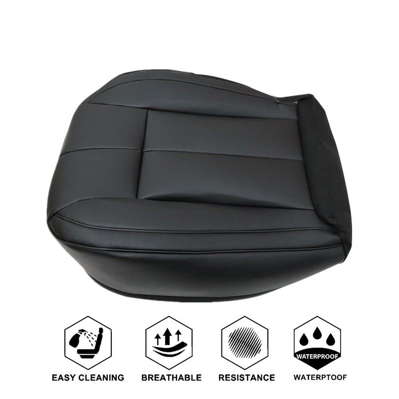 NLQR Front Driver Bottom Replacement Seat Cover Black Microfiber Leather