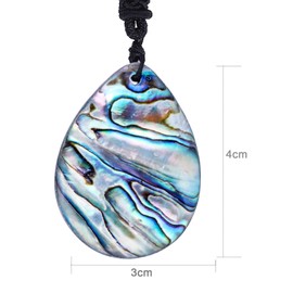 mookaitedecor Natural Abalone Shell Crystal Pendant with Nylon Rope, Polished Stone, Adjustable Necklace, Lucky Charm, Amulet Jewellery for Women and Men, Stone Nylon stone Nylon abalone shell