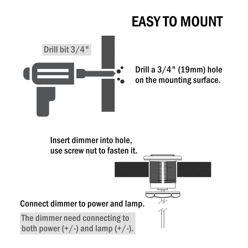 Obeaming 12V LED Light Dimmer, Stainless 12 Volt PWM Dimmer