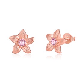 925 Sterling Silver Earrings for Women Rose Gold Flower Earrings Stud Trendy Pink Jewelry Christmas Valentine's Day Gifts