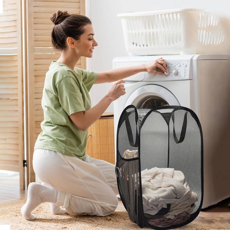 Upgraded pop-up laundry basket, with a foldable design. The handle