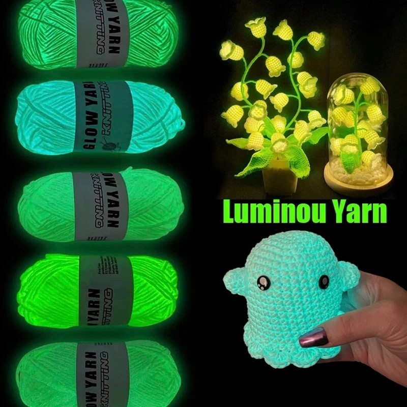 Creative Luminous Knitting Yarn - 5 Rolls Glow in The