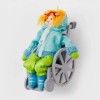 New ! Fabric Child Wearing Blue Jacket in Wheelchair Christmas