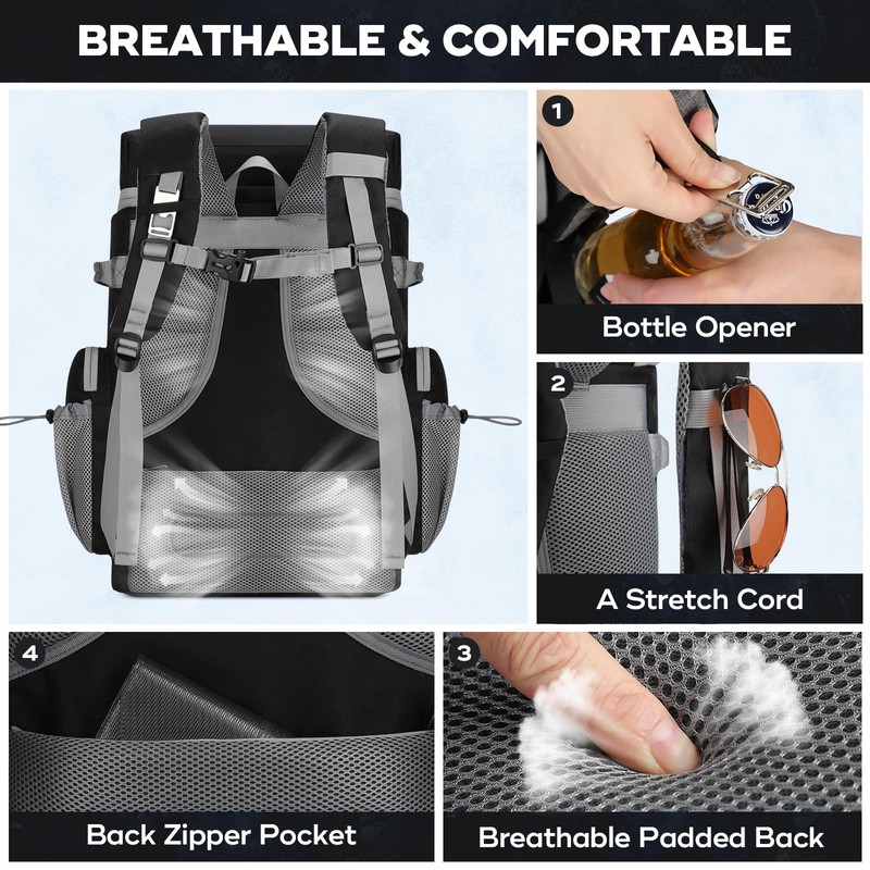 Maelstrom Backpack Cooler,Soft Lightweight Leakproof Cooler Backpack,35 Can Insulated Cooler