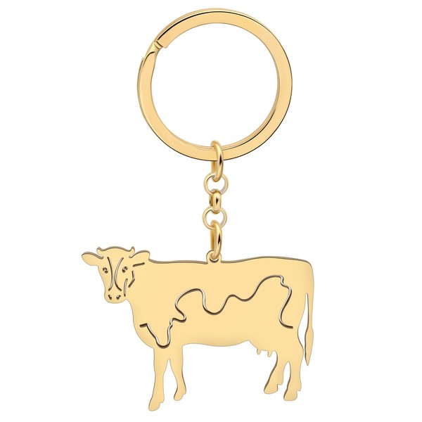 YAYAKO Stainless Steel Milk Cow Keychain Hangbag Car Key Chain