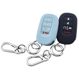 RUNZUIE 2Pcs 5 Buttons Silicone Key Fob Cover for 2025 2024 2023 2022 Honda Civic Accord Pilot HR-V CR-V Sport SI EX EX-L (Black/Mint Green)