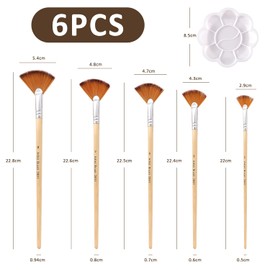 5 Fan-shaped Brushes and 1 Palette, Artist, Nylon Bristle Brushes, Paint Brushes, Suitable for Gouache, Watercolor, Acrylic, Oil Painting