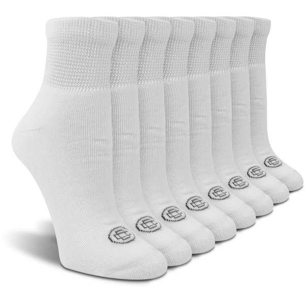 Doctor's Choice Women's Diabetic Socks, Non-Binding, Circulatory, Cushioned, Ankle Socks for Swollen Feet, 4 Pack, White, Shoe Size 6-10, Diabetic Socks for Women Size 9-11