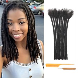 Dreadlock Extensions Human Hair 0.6cm Thickness 6-22 Inch 100% Real Human Hair for Man/Women Handmade Permanent Loc Extensions Bundles Can Be Bleached Dyed Curled Twisted(20 Inch 30 Strands）