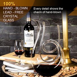 YOXSUNY Wine Decanter, Upgraded Swan Wine Decanter, 1.7L, Clear, Hand Blown Red Wine Decanters, Lead-Free Crystal Decanter Accessories, Wine Carafe, Wine Gift for Wine Lovers