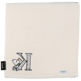 Azjisel Snoopy Mini Towel, 9.8 inches (25 cm), Initial K, Embroidered, White