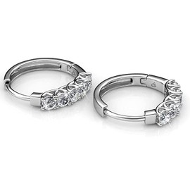 Hoop Loop Earrings for Women18K White Gold with Sparkling Element Crystal with Jewellery Box for Women Wife Mother Daughter (HOOP)