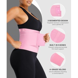 SHAPELLX Waist Trainer for Women Belly Fat Workout Waisted Trainer Velcro Waist Cincher Compression Waist Trimmer Corset Lavender Pink