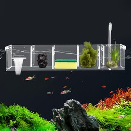 DYNAMI 5 Grids Acrylic Fish Tank Filter Box,External Aquarium Water Filter Case Hang On Filter Box Aquarium Accessory for Fish Tanks with a Thickness of Less Than 10mm