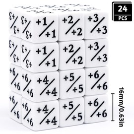 INHEMING 24 Pieces Dice Counter Sign D6 16 mm Cube Loyalty Dice Set Compatible with MTG, CCG, Card Game Accessories