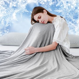 Cooling Blanket for Hot Sleepers Night Sweats Queen Size Cool Summer Blanket 79 X 86in Japanese Q-Max>0.5 Arc-Chill Cooling Fiber Keep Adults/Children Cool All Night Soft Breathable All-Season-Grey