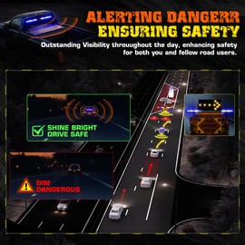 LRTER 2 in 1 Emergency Strobe Light Bar Safety Flashing Warning Hazard Caution Light Bar w/Digital Display Controller for Construction Vehicles Firefighter Trucks(2x17.7, Blue/White)