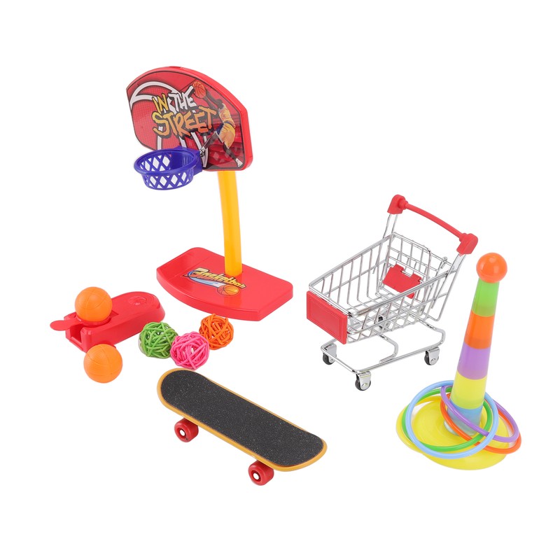 4pcs Bird Training Toys Interactive Fun Basketball Skateboard Trolley Parrot