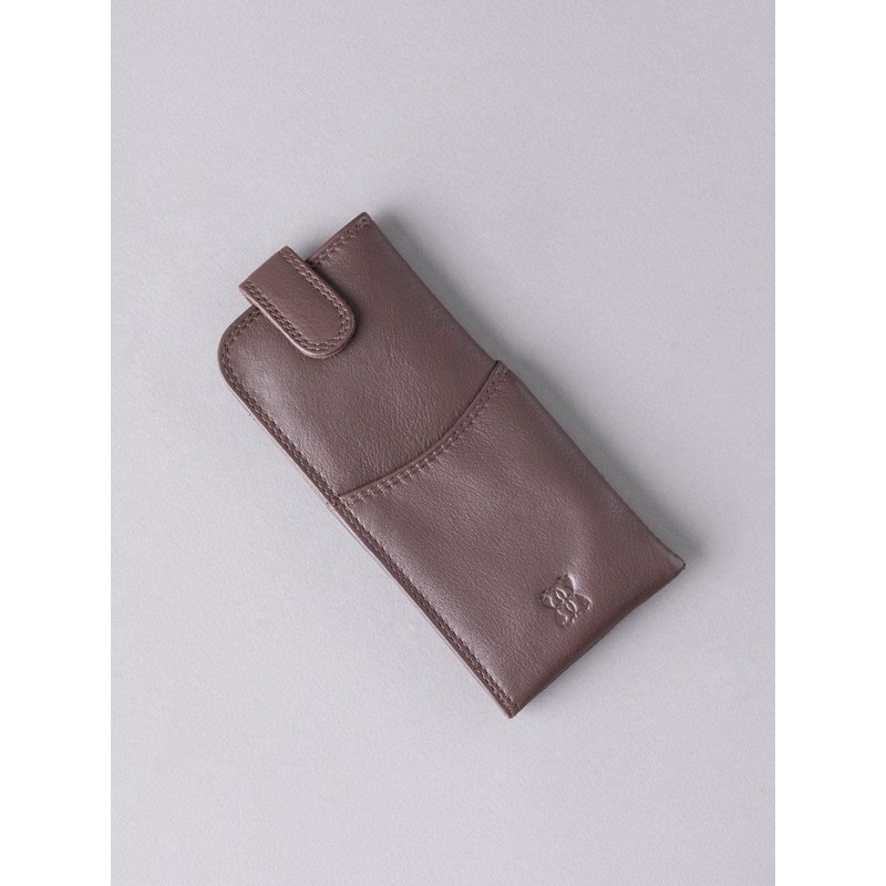 Real Leather Glasses Case in Brown genuine leather spectacle pouch