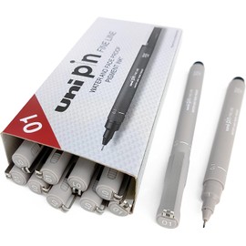 Uni Pin Fineliner Drawing Pen - Light Grey Tone - 0.1mm - Box of 12